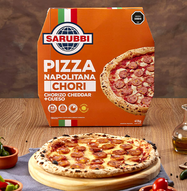 Pizza Napolitana Chori cheddar + Queso 413g